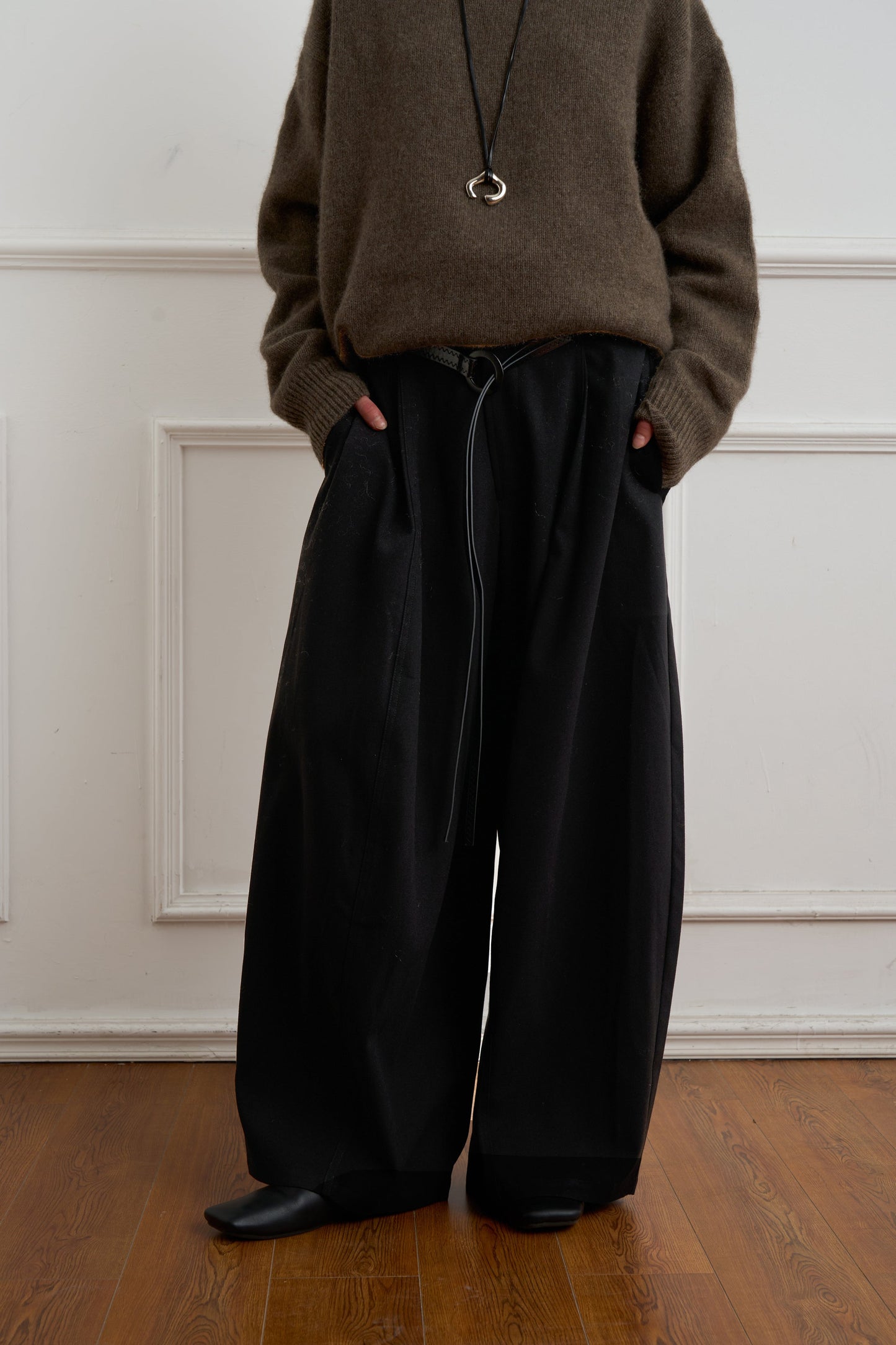 High-Waisted Wide-Leg Pants with Elegant Drape