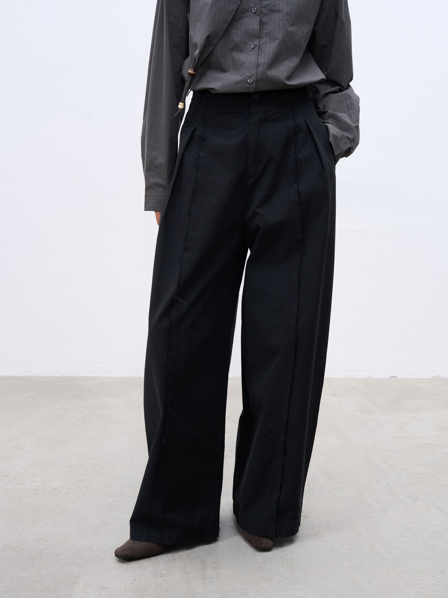 Straight-Leg High-Waisted Wide-Leg Pants